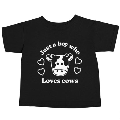 Just a boy who loves cows Black baby toddler Tshirt 2 years