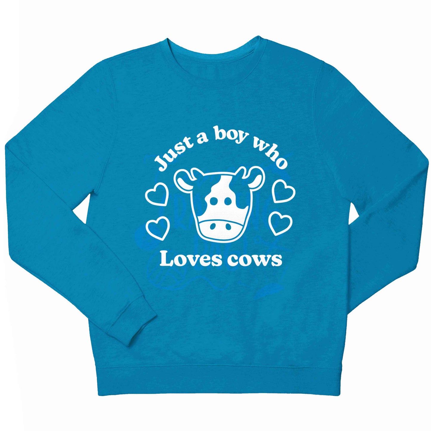 Just a boy who loves cows children's blue sweater 12-13 Years