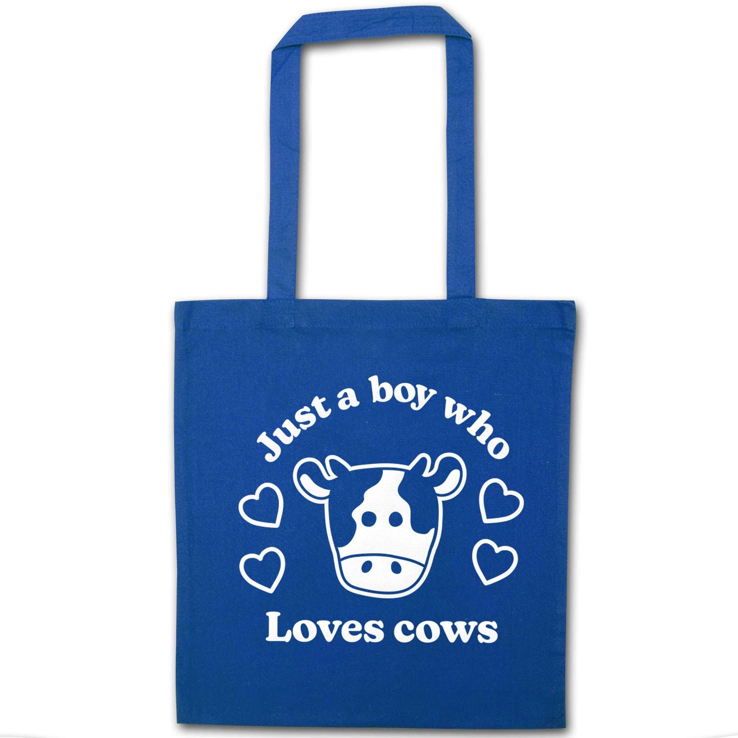 Just a boy who loves cows blue tote bag
