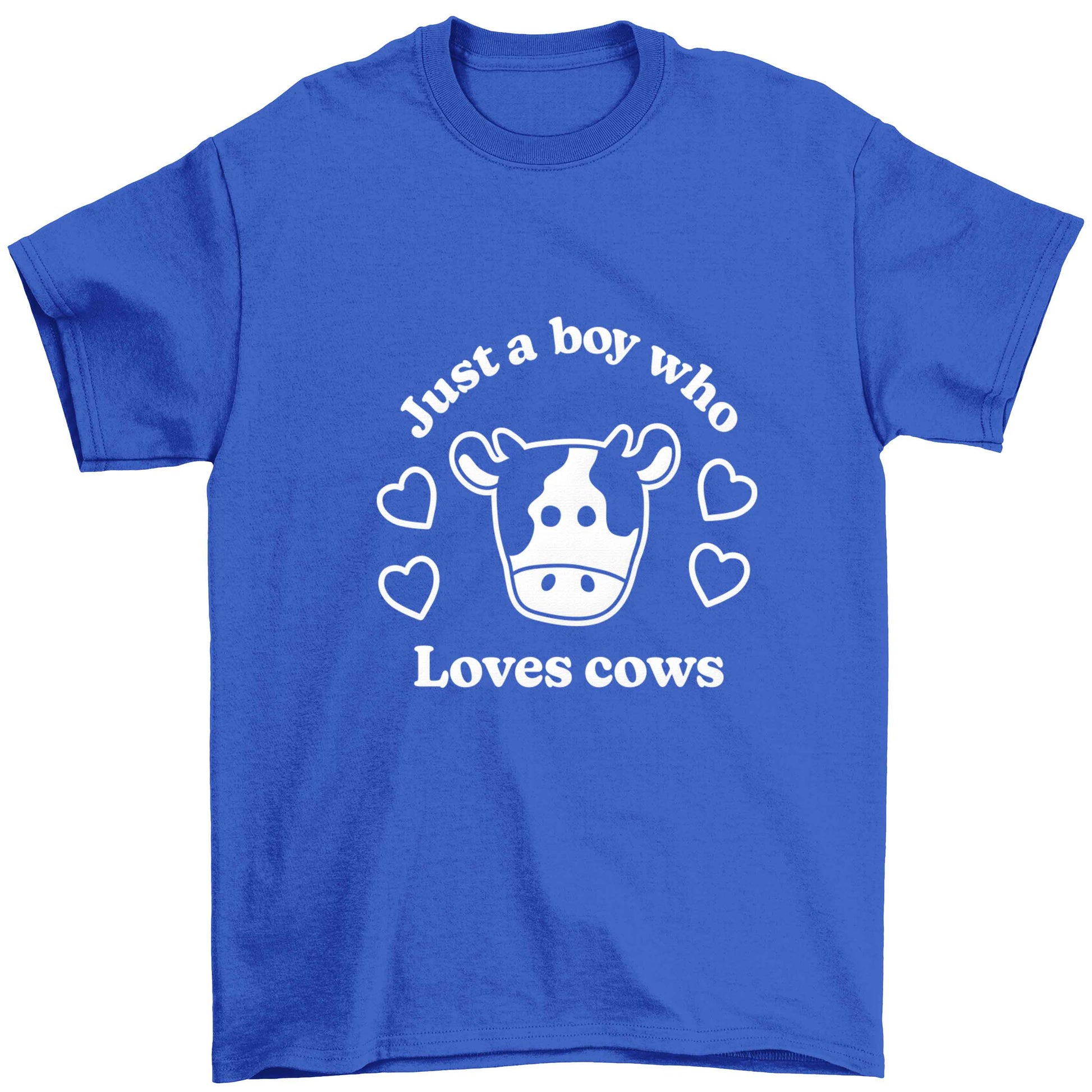 Just a boy who loves cows Children's blue Tshirt 12-13 Years
