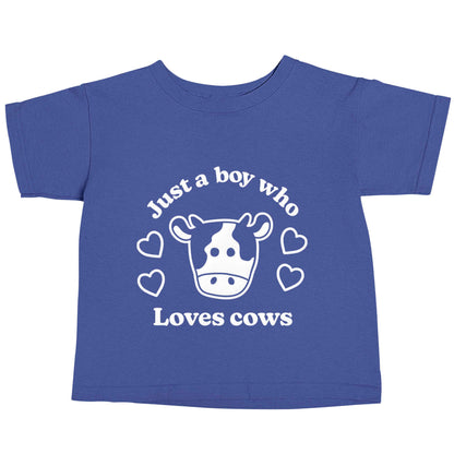 Just a boy who loves cows blue baby toddler Tshirt 2 Years