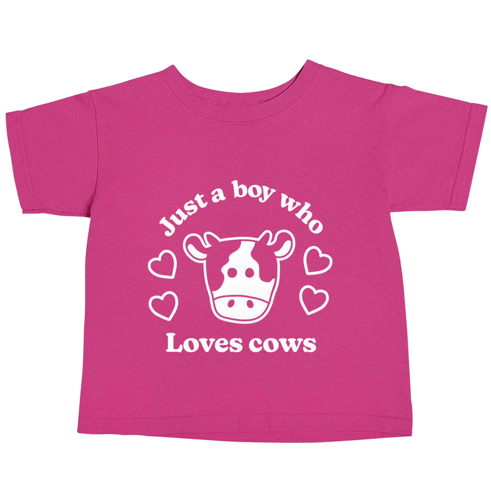 Just a boy who loves cows pink baby toddler Tshirt 2 Years