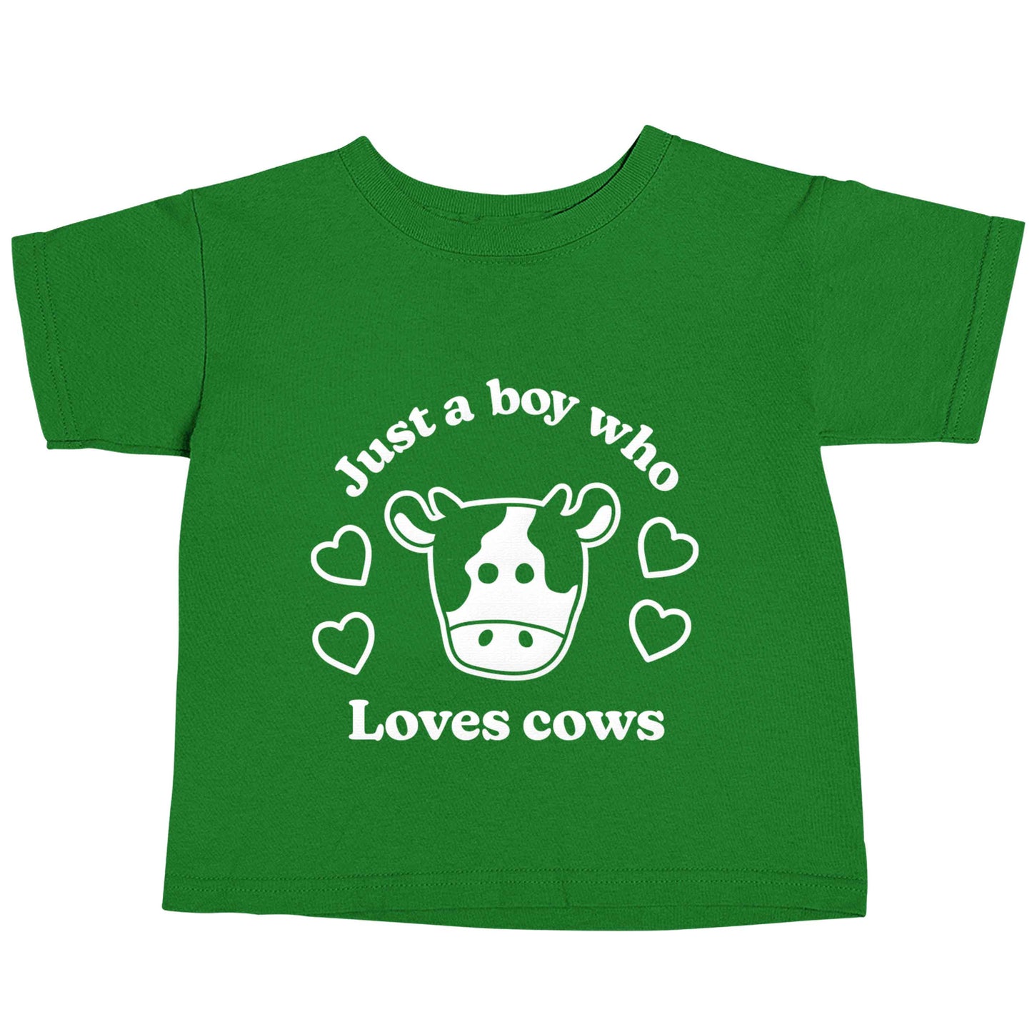 Just a boy who loves cows green baby toddler Tshirt 2 Years