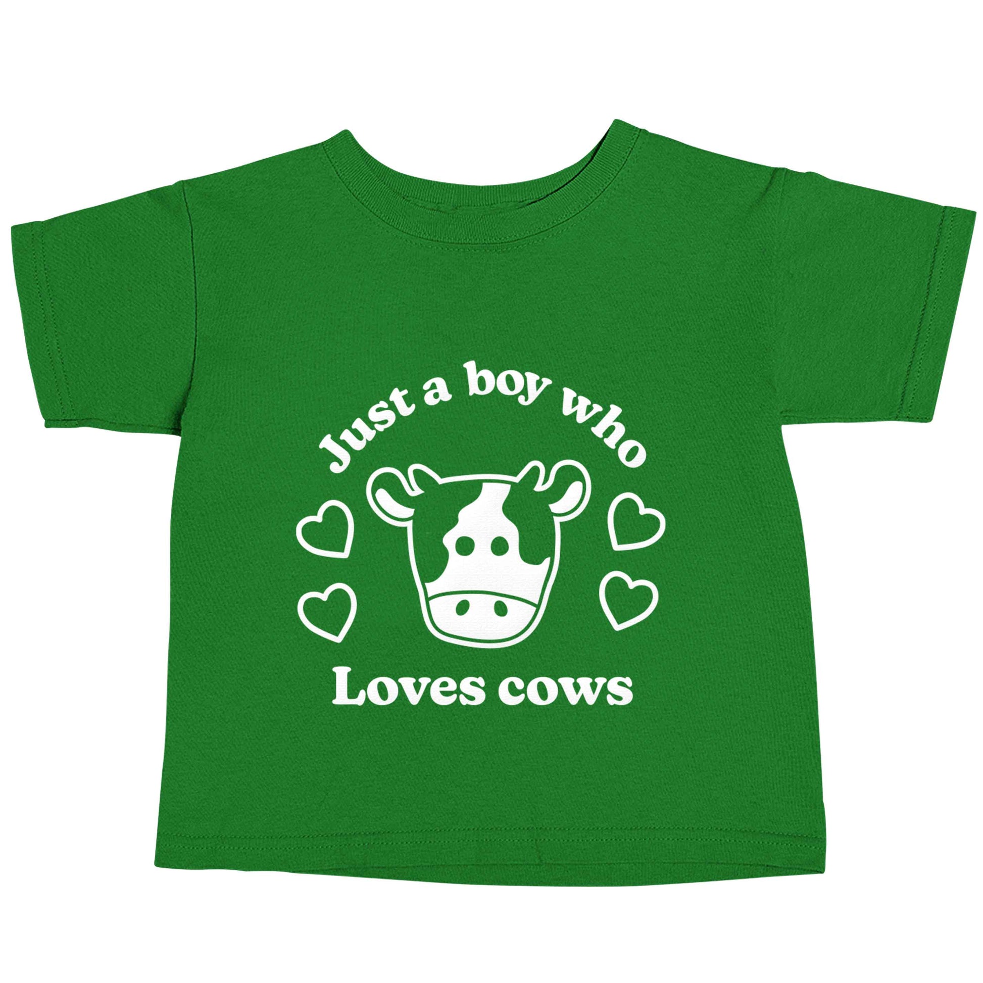 Just a boy who loves cows green baby toddler Tshirt 2 Years