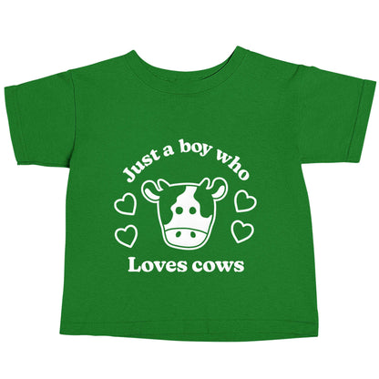 Just a boy who loves cows green baby toddler Tshirt 2 Years