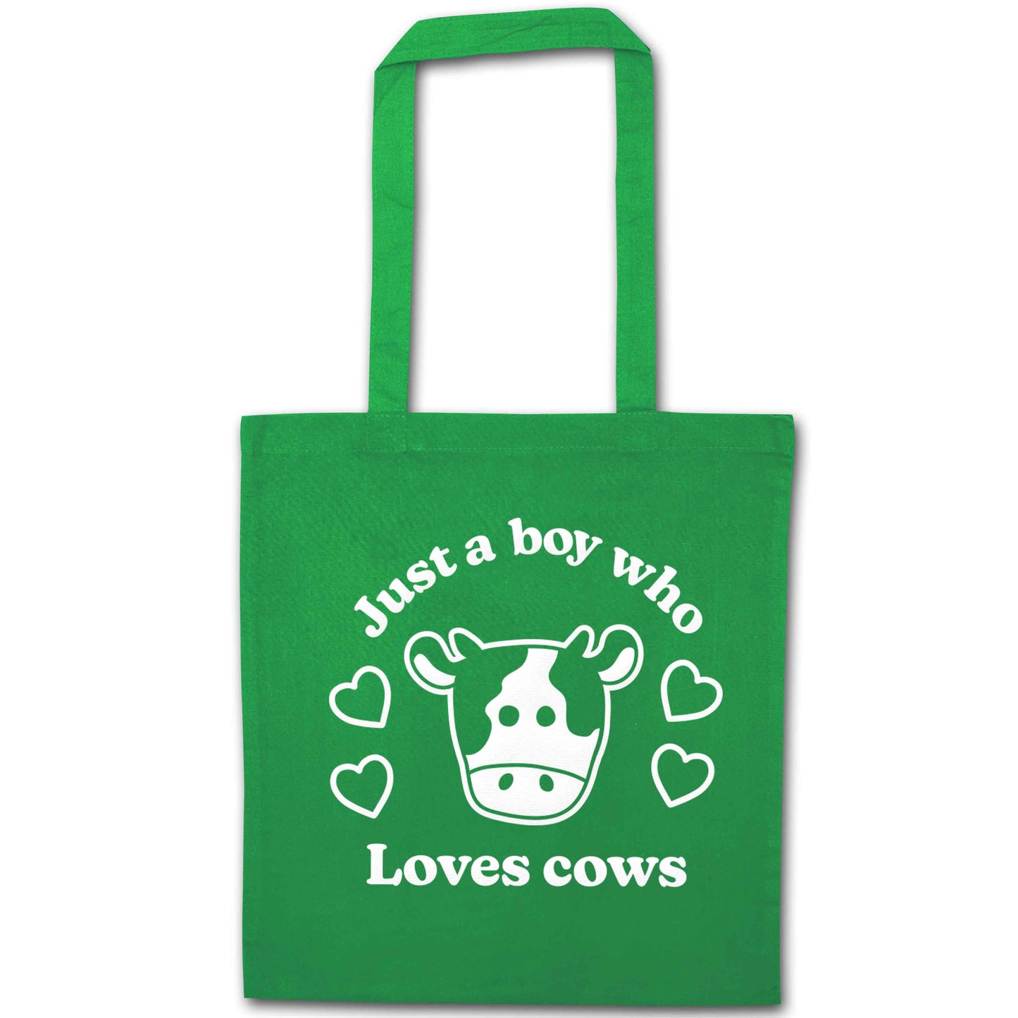Just a boy who loves cows green tote bag