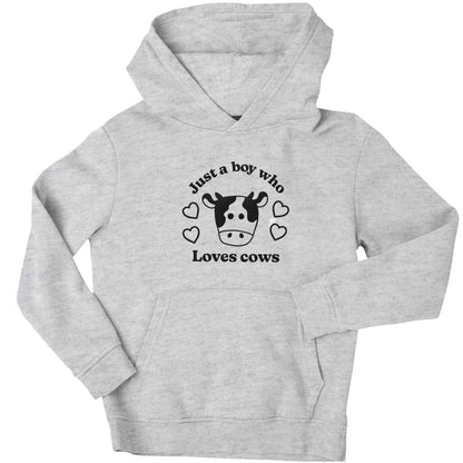 Just a boy who loves cows children's grey hoodie 12-13 Years
