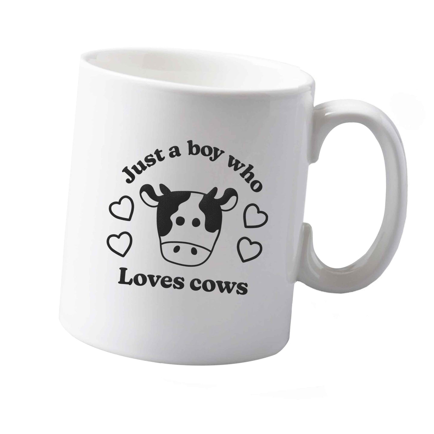 10 oz Just a boy who loves cows ceramic mug  both sides