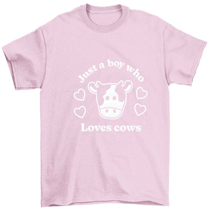 Just a boy who loves cows Children's light pink Tshirt 12-13 Years