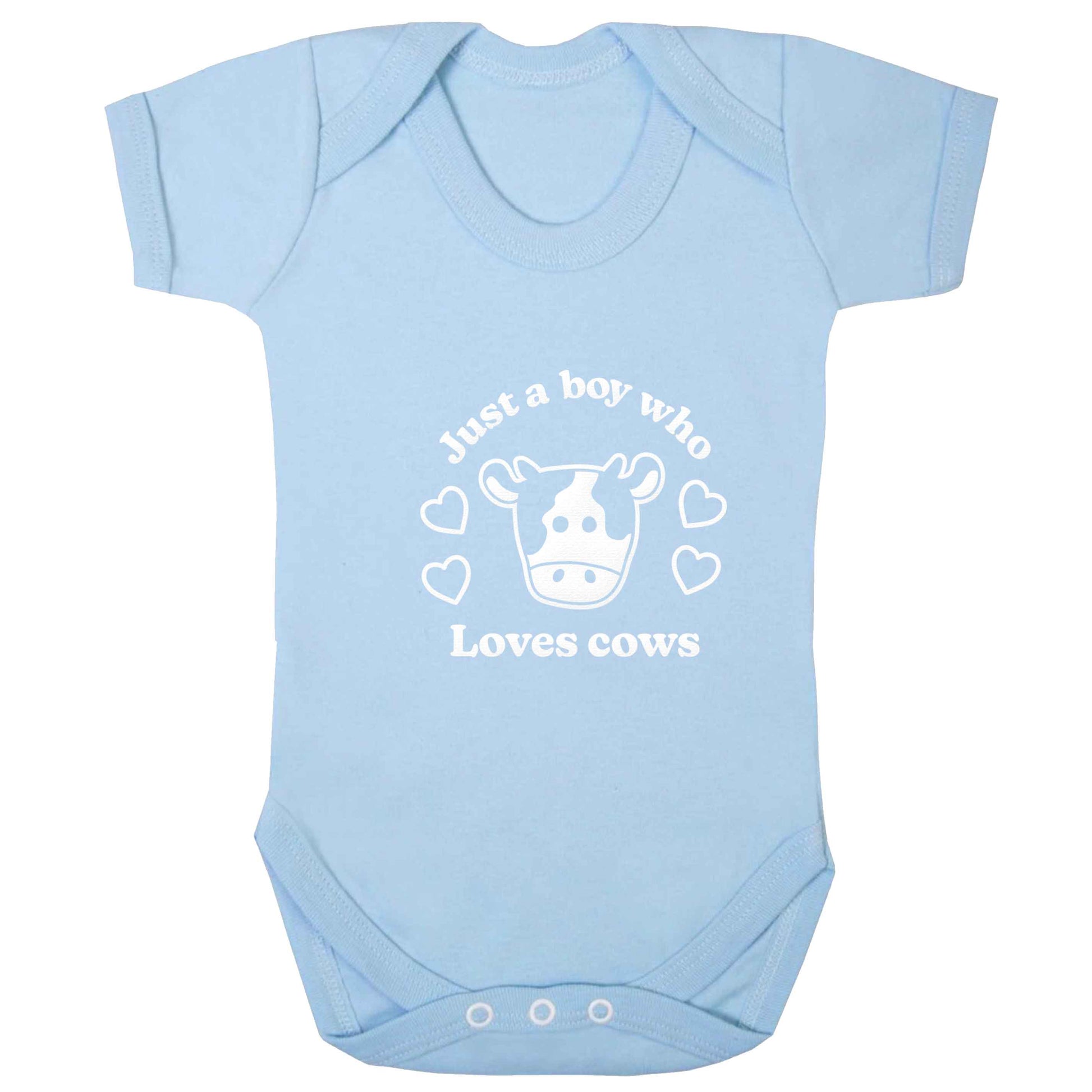 Just a boy who loves cows baby bodysuit pale blue 18-24 months