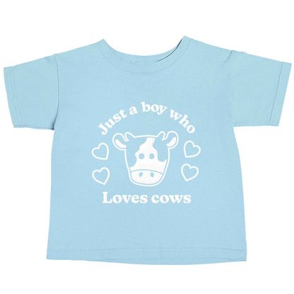 Just a boy who loves cows light blue baby toddler Tshirt 2 Years