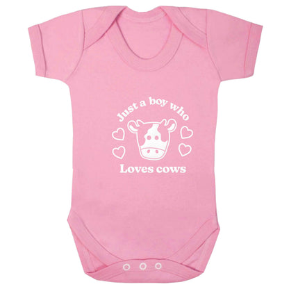 Just a boy who loves cows baby bodysuit pale pink 18-24 months