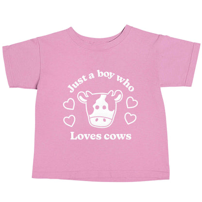Just a boy who loves cows light pink baby toddler Tshirt 2 Years