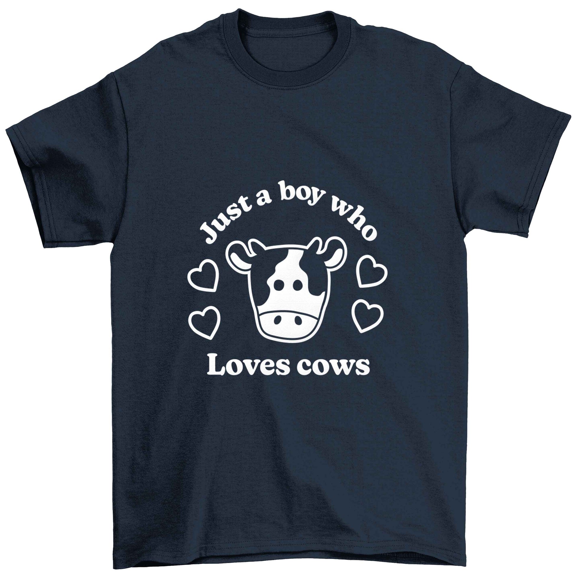Just a boy who loves cows Children's navy Tshirt 12-13 Years