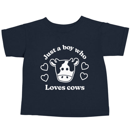 Just a boy who loves cows navy baby toddler Tshirt 2 Years