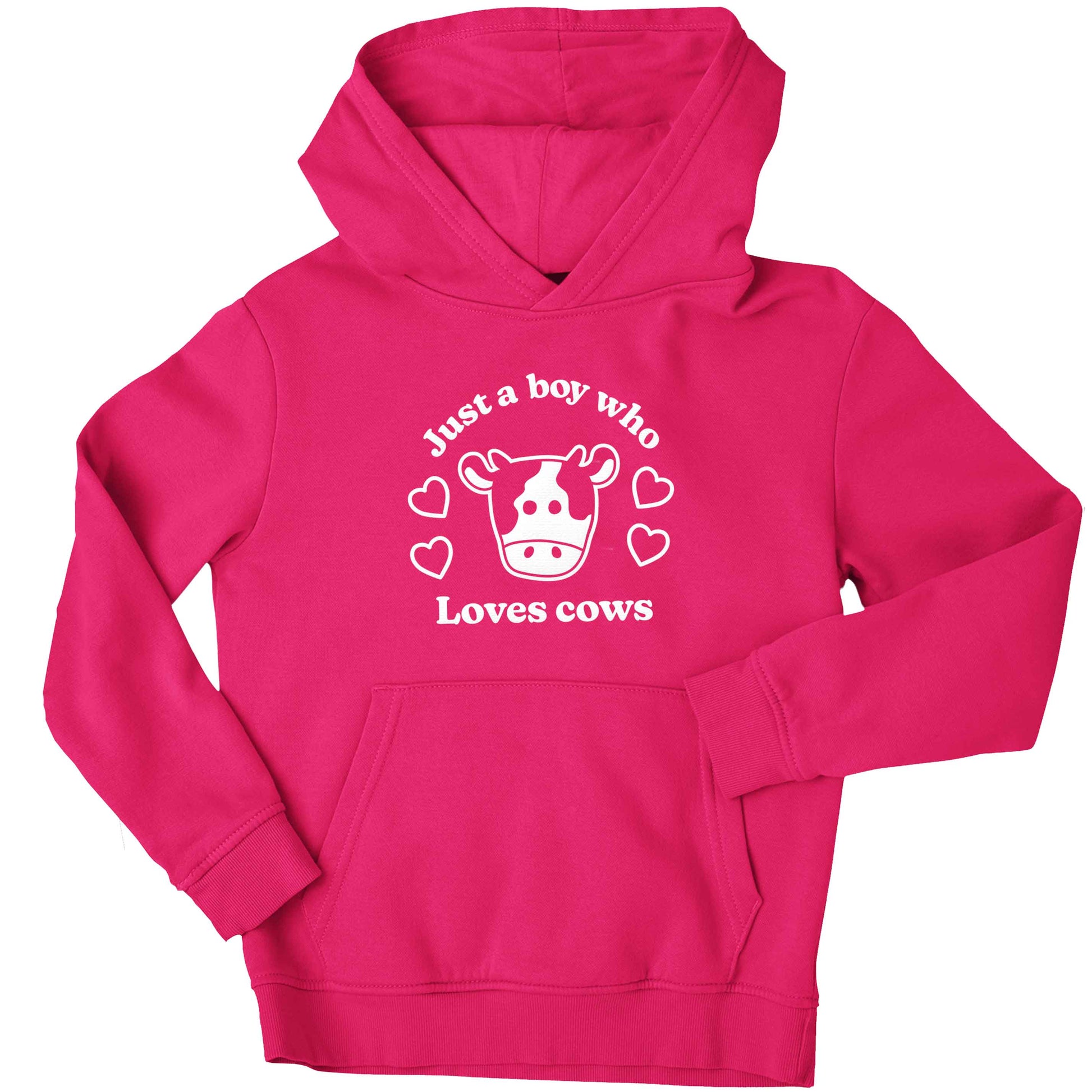 Just a boy who loves cows children's pink hoodie 12-13 Years