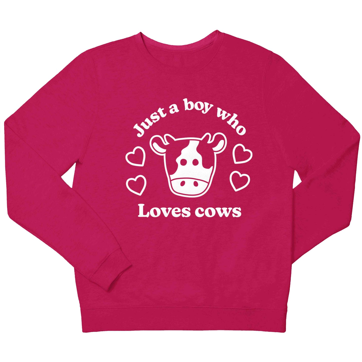 Just a boy who loves cows children's pink sweater 12-13 Years
