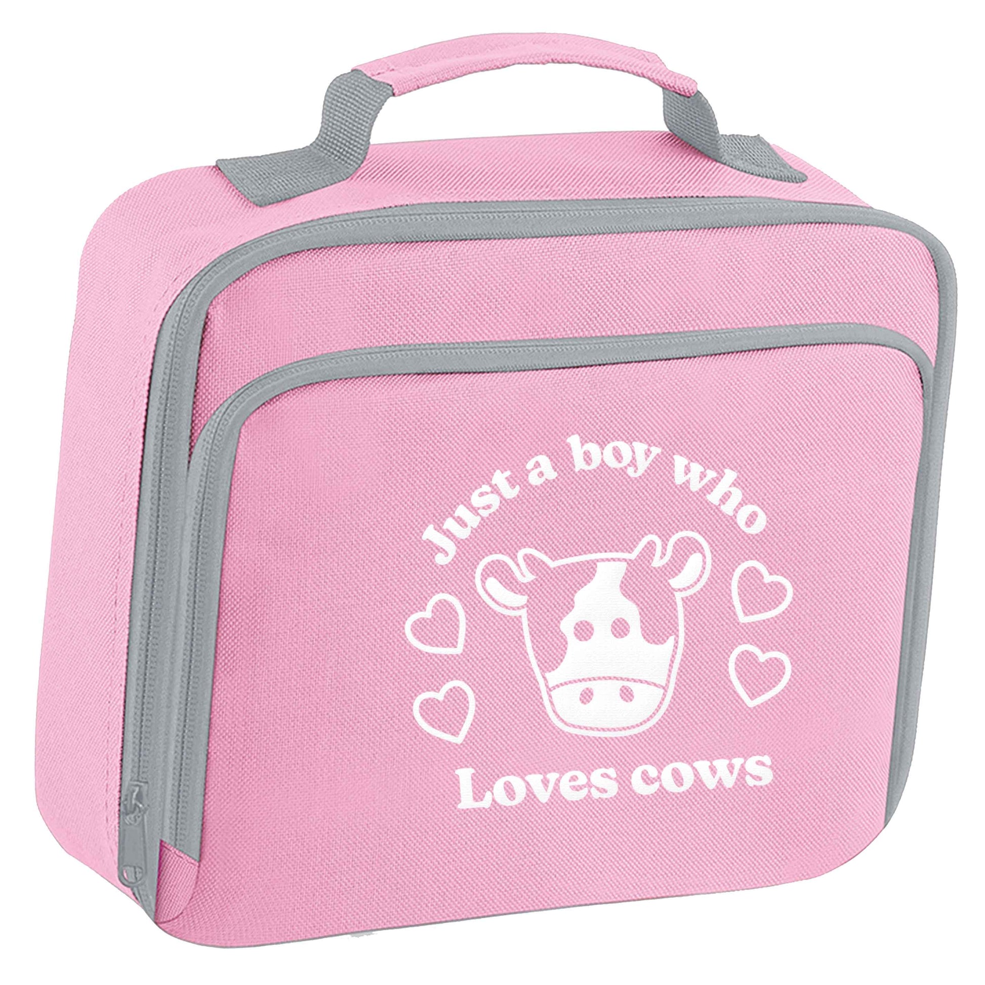 Just a boy who loves cows insulated pink lunch bag cooler