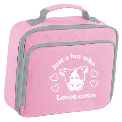 Just a boy who loves cows insulated pink lunch bag cooler