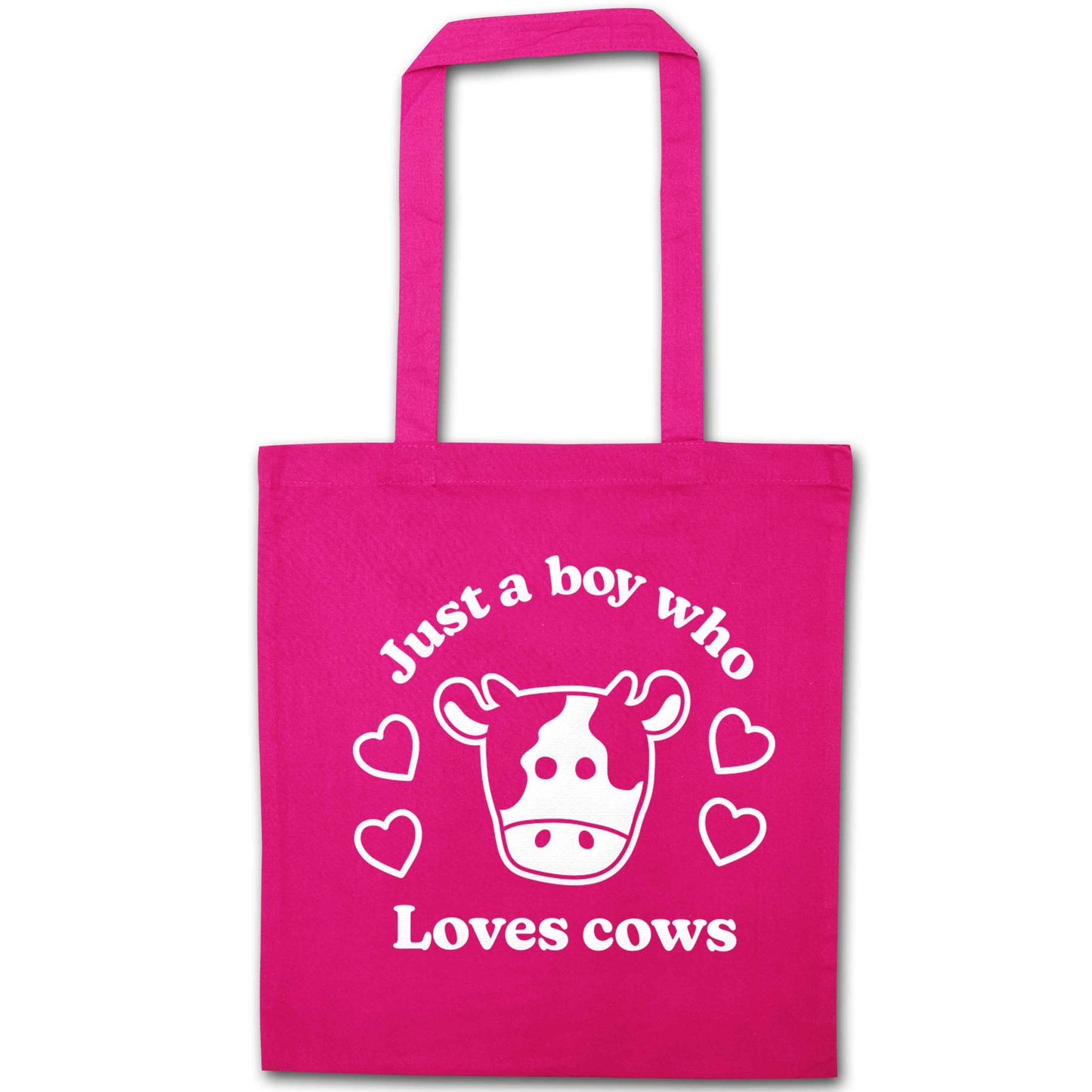Just a boy who loves cows pink tote bag
