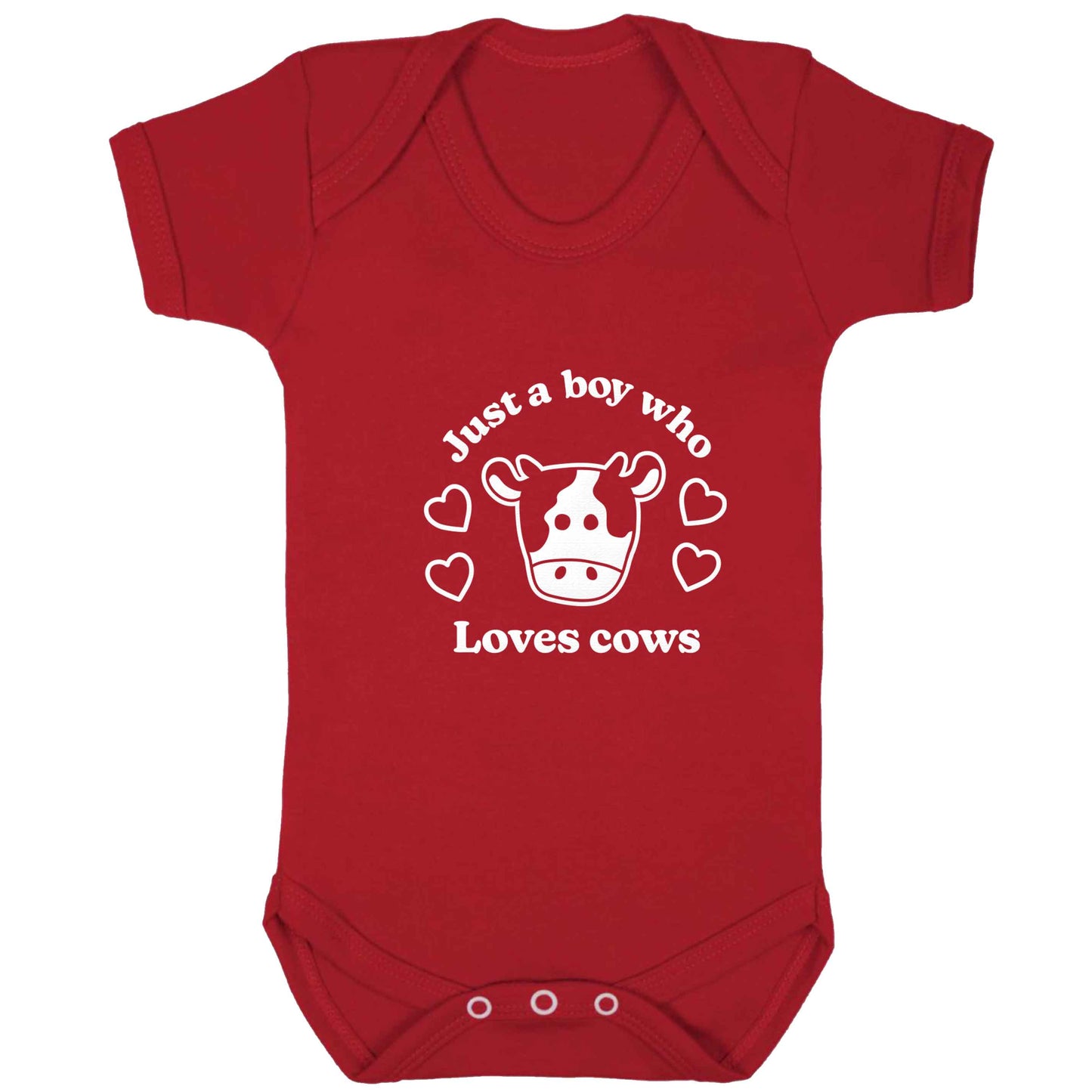 Just a boy who loves cows baby bodysuit red 18-24 months