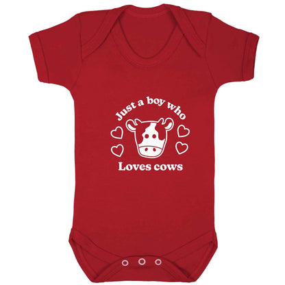 Just a boy who loves cows baby bodysuit red 18-24 months