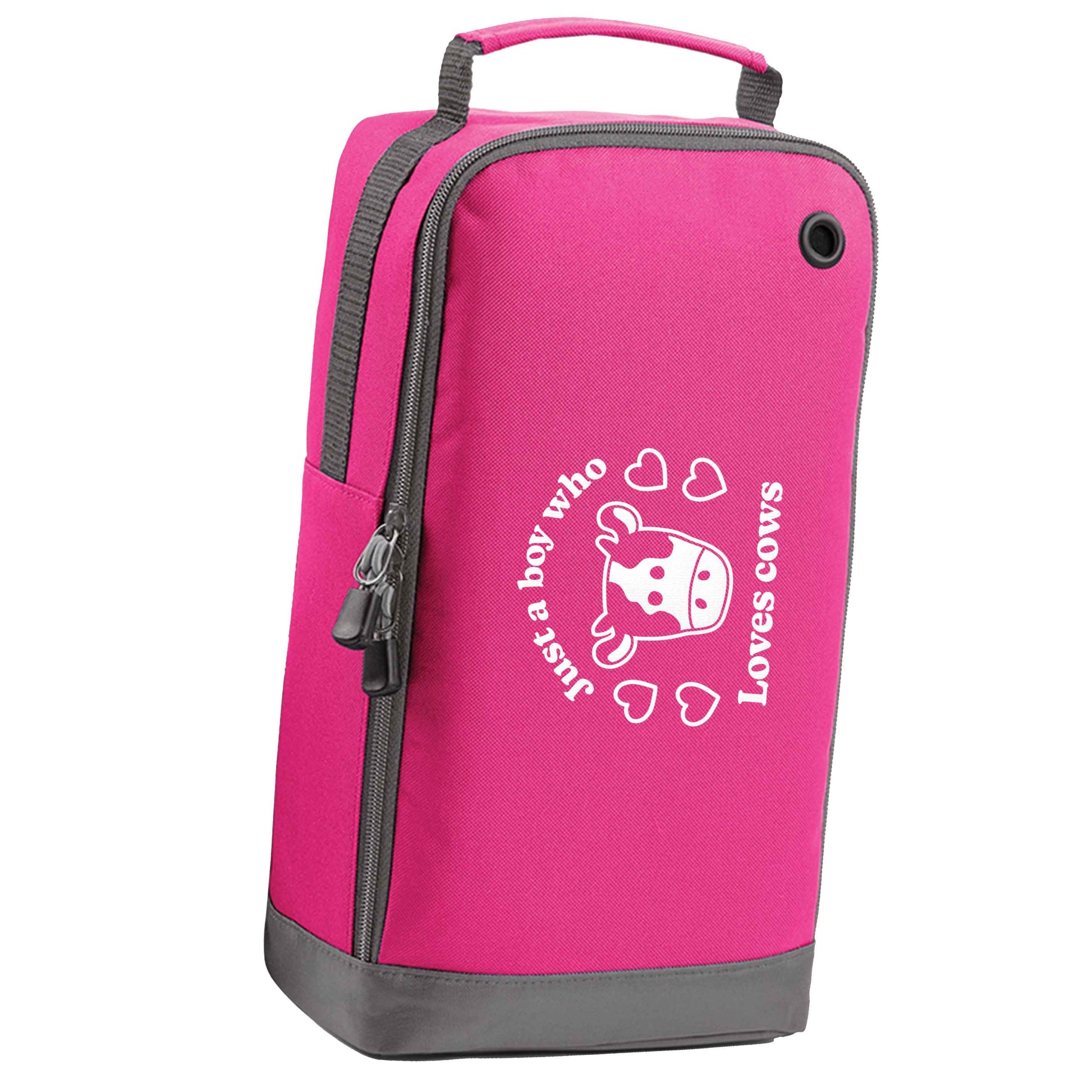Just a boy who loves cows pink sports shoe bag horizontal print