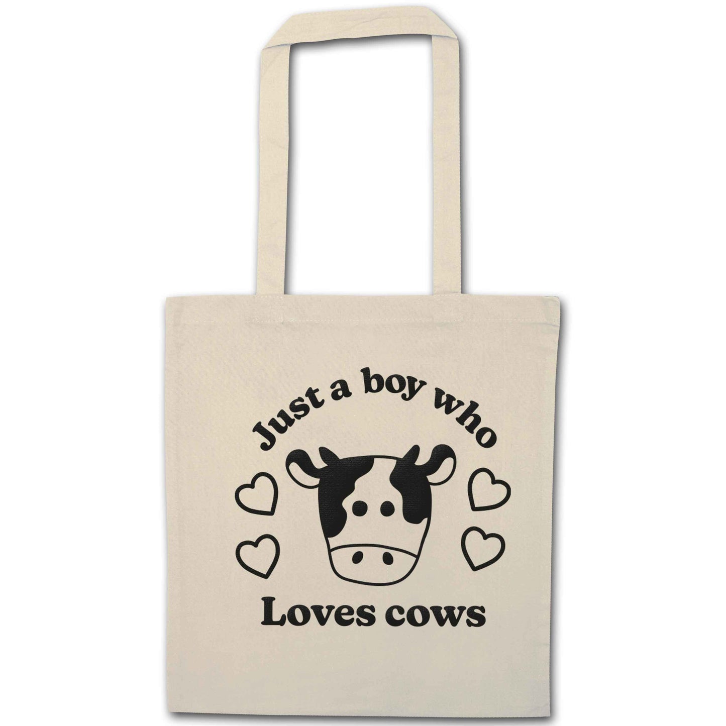 Just a boy who loves cows natural tote bag