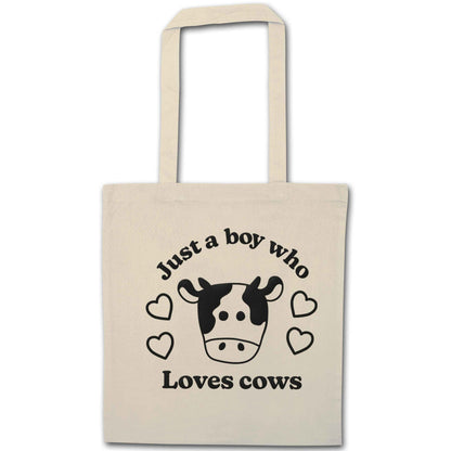 Just a boy who loves cows natural tote bag