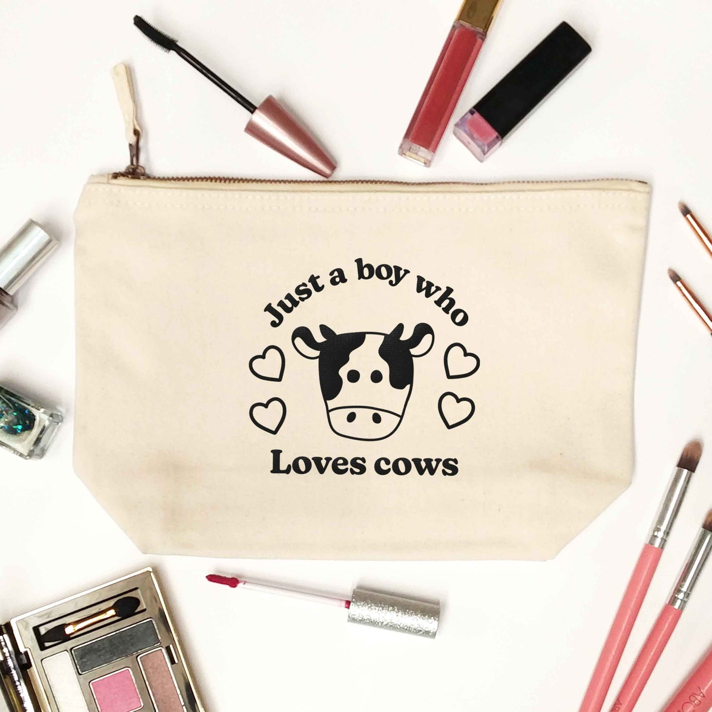Just a boy who loves cows natural makeup bag