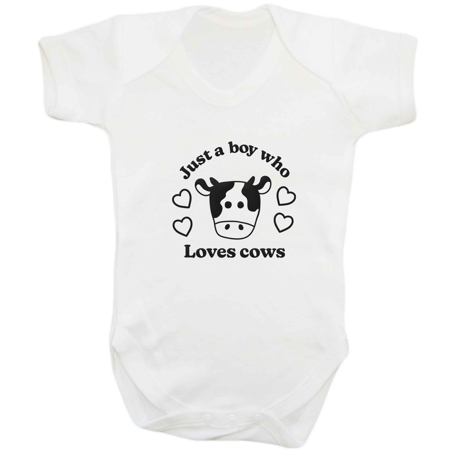 Just a boy who loves cows baby bodysuit white 18-24 months
