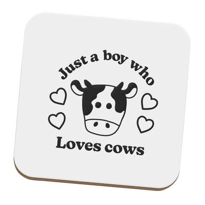 Just a boy who loves cows set of four coasters