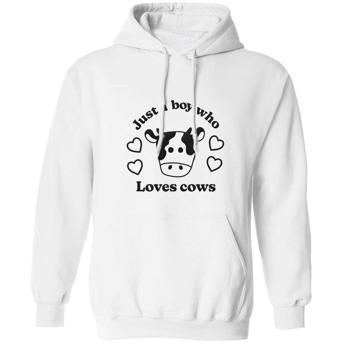 Just a boy who loves cows adults unisex white hoodie 2XL
