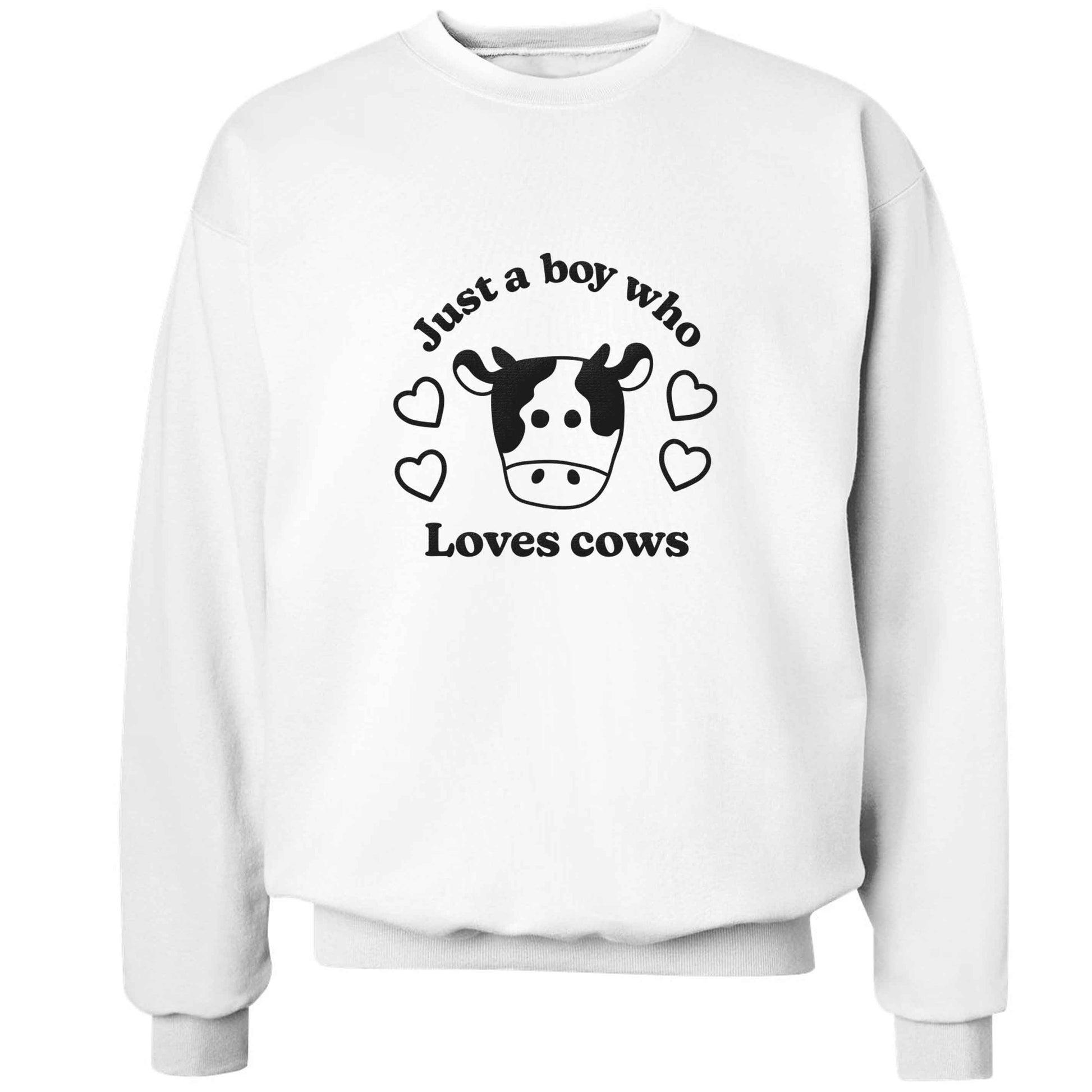 Just a boy who loves cows adult's unisex white sweater 2XL