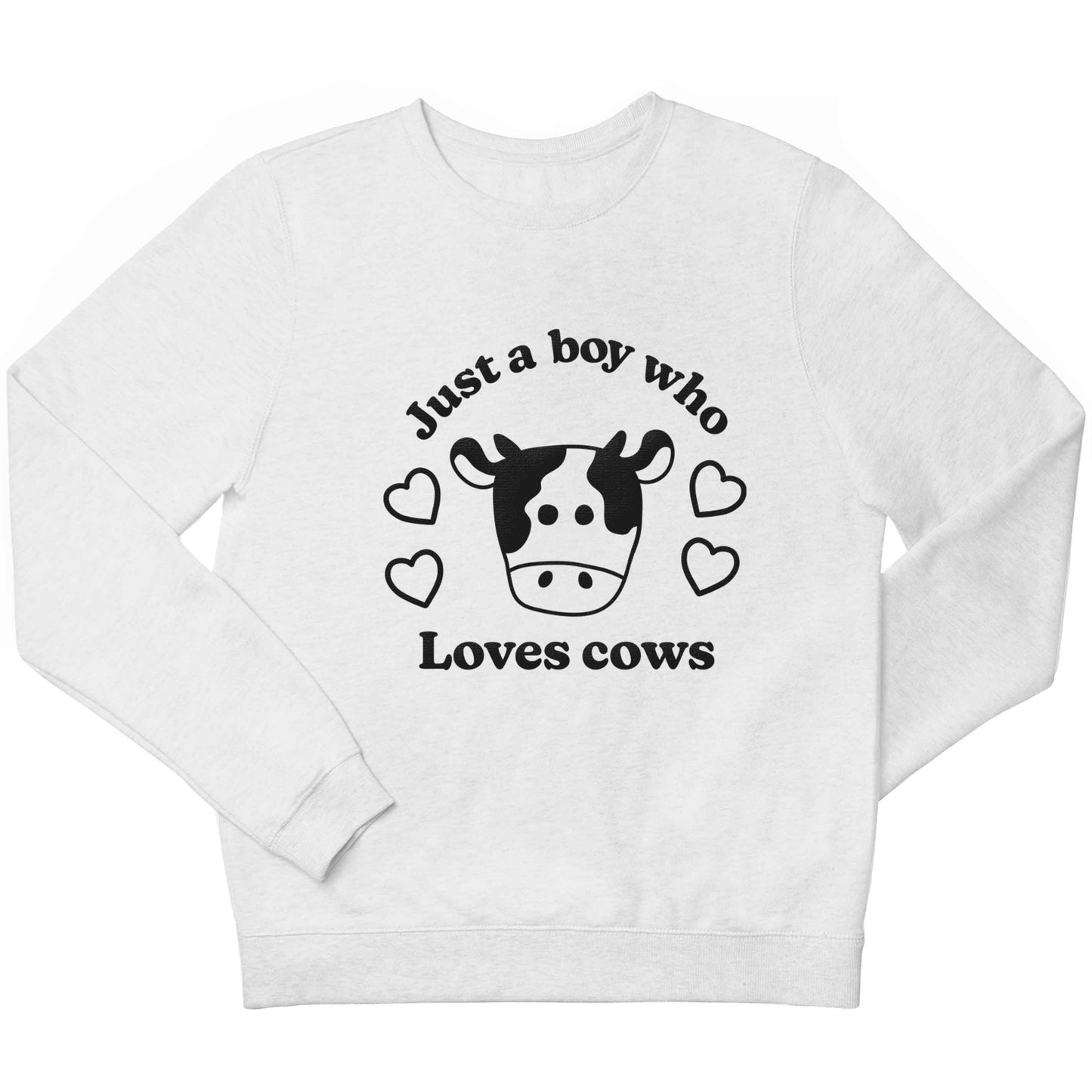 Just a boy who loves cows children's white sweater 12-13 Years