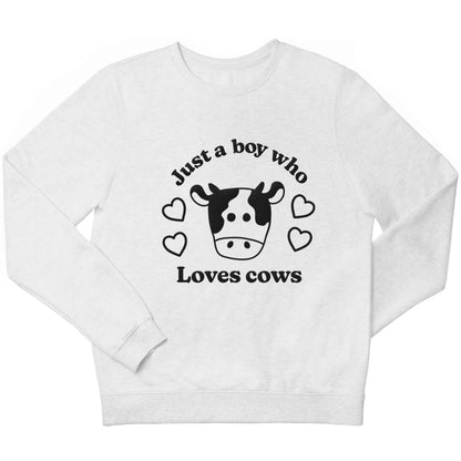 Just a boy who loves cows children's white sweater 12-13 Years