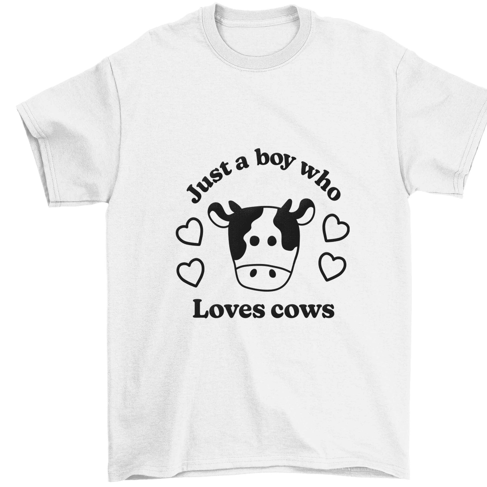 Just a boy who loves cows Children's white Tshirt 12-13 Years