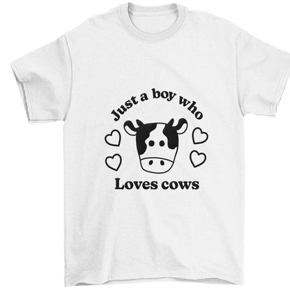 Just a boy who loves cows Children's white Tshirt 12-13 Years