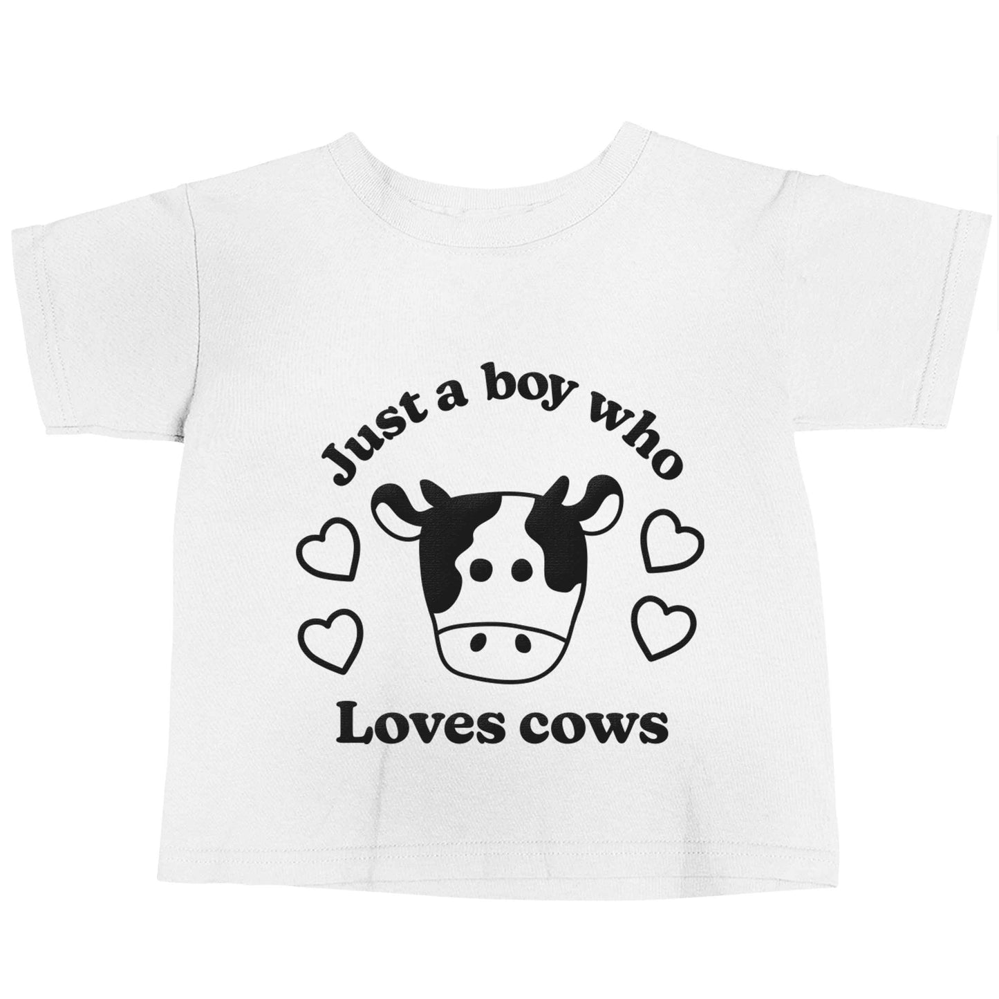 Just a boy who loves cows white baby toddler Tshirt 2 Years