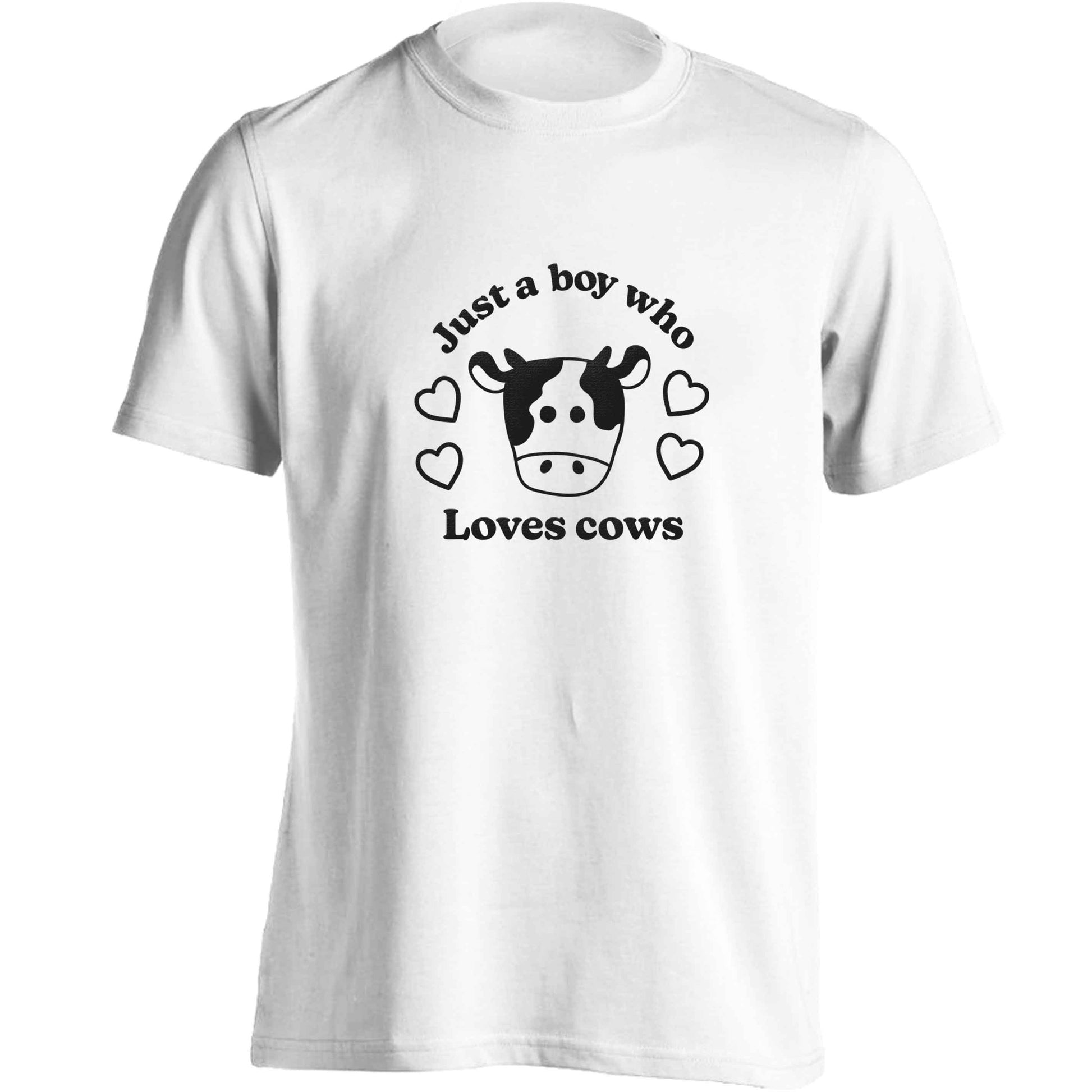 Just a boy who loves cows adults unisex white Tshirt 2XL