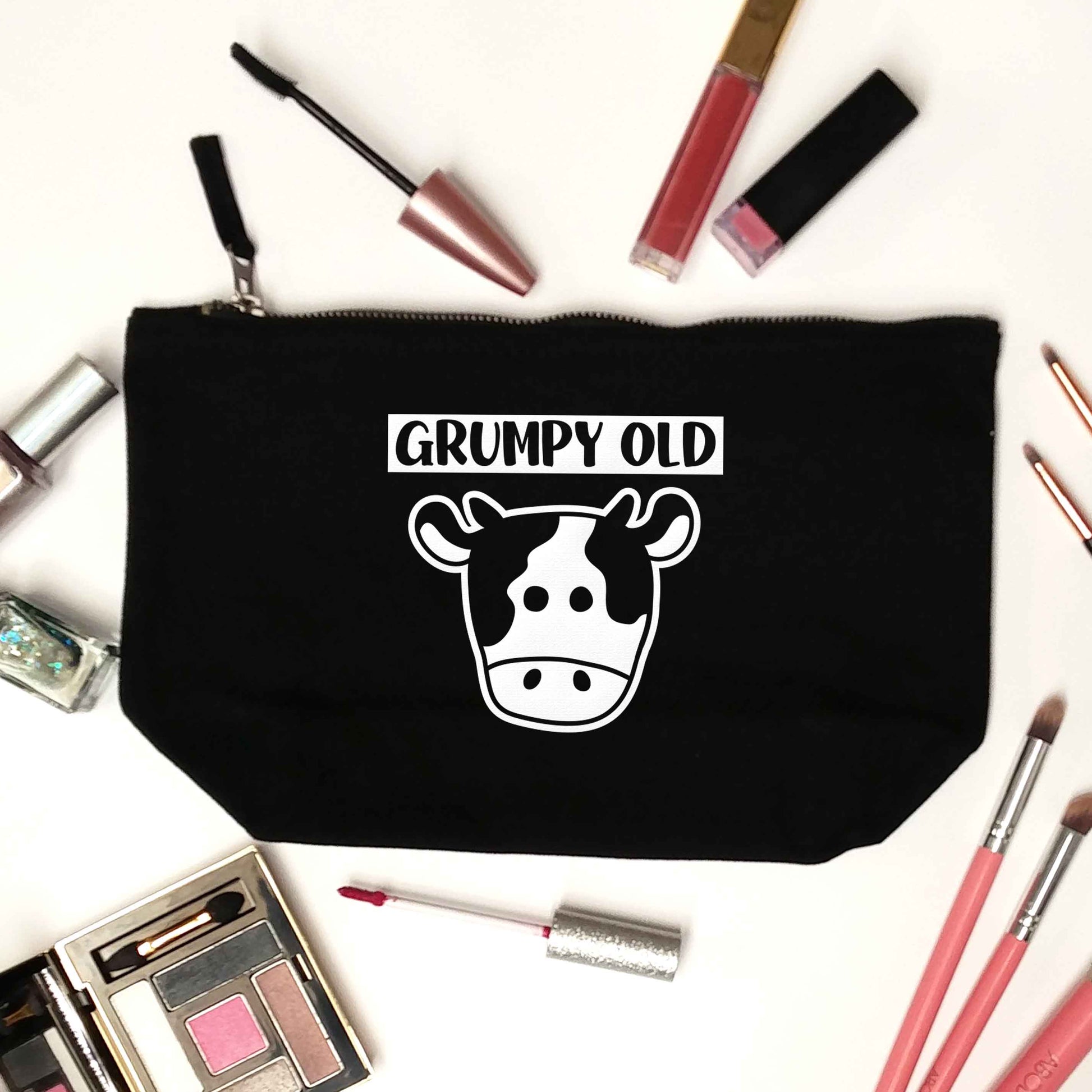 Grumpy old cow black makeup bag