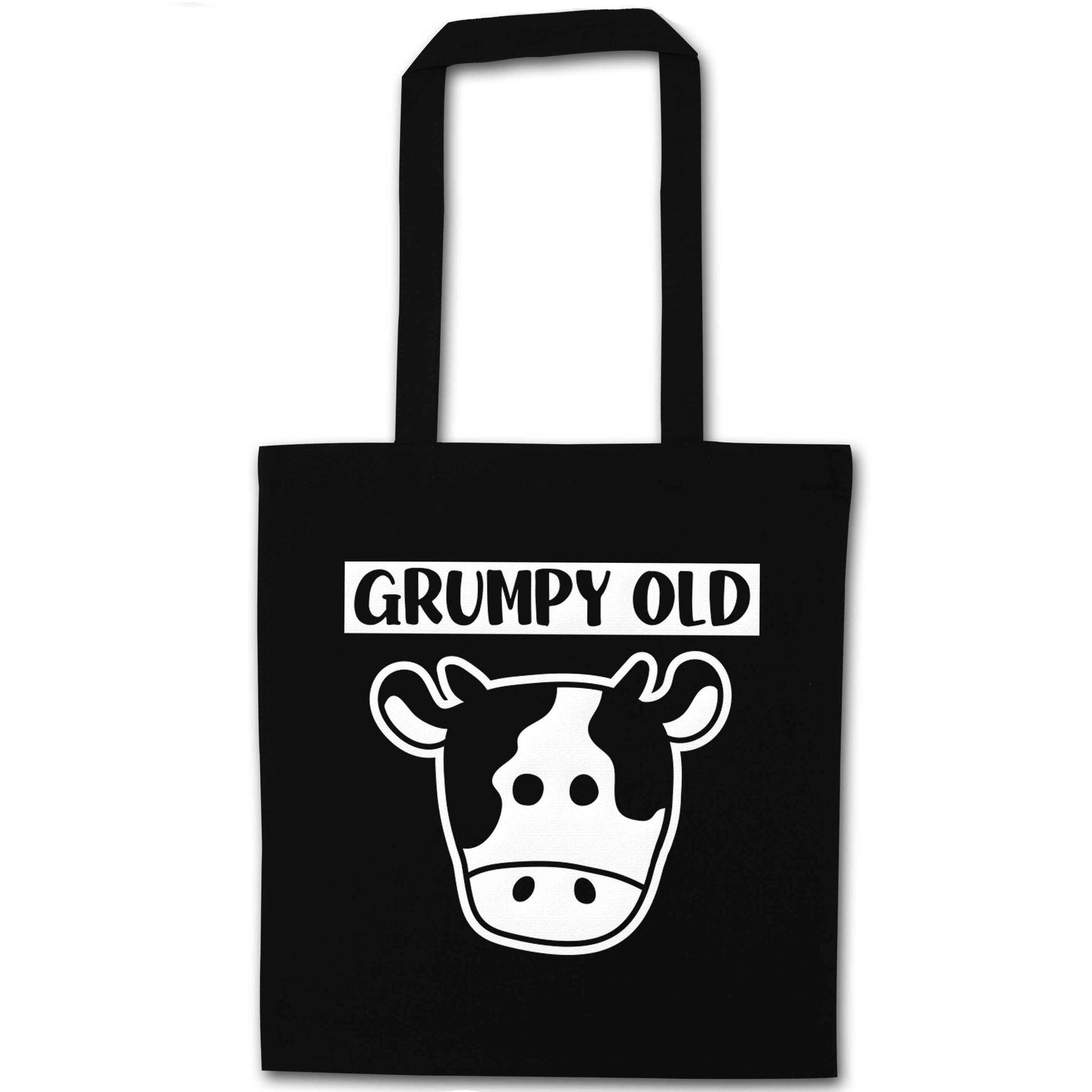 Grumpy old cow black tote bag