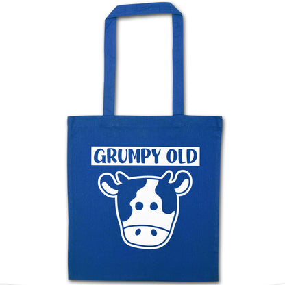 Grumpy old cow blue tote bag