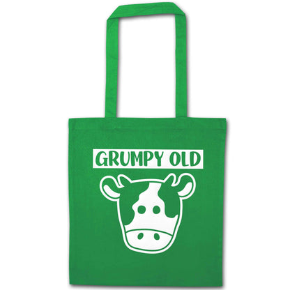 Grumpy old cow green tote bag