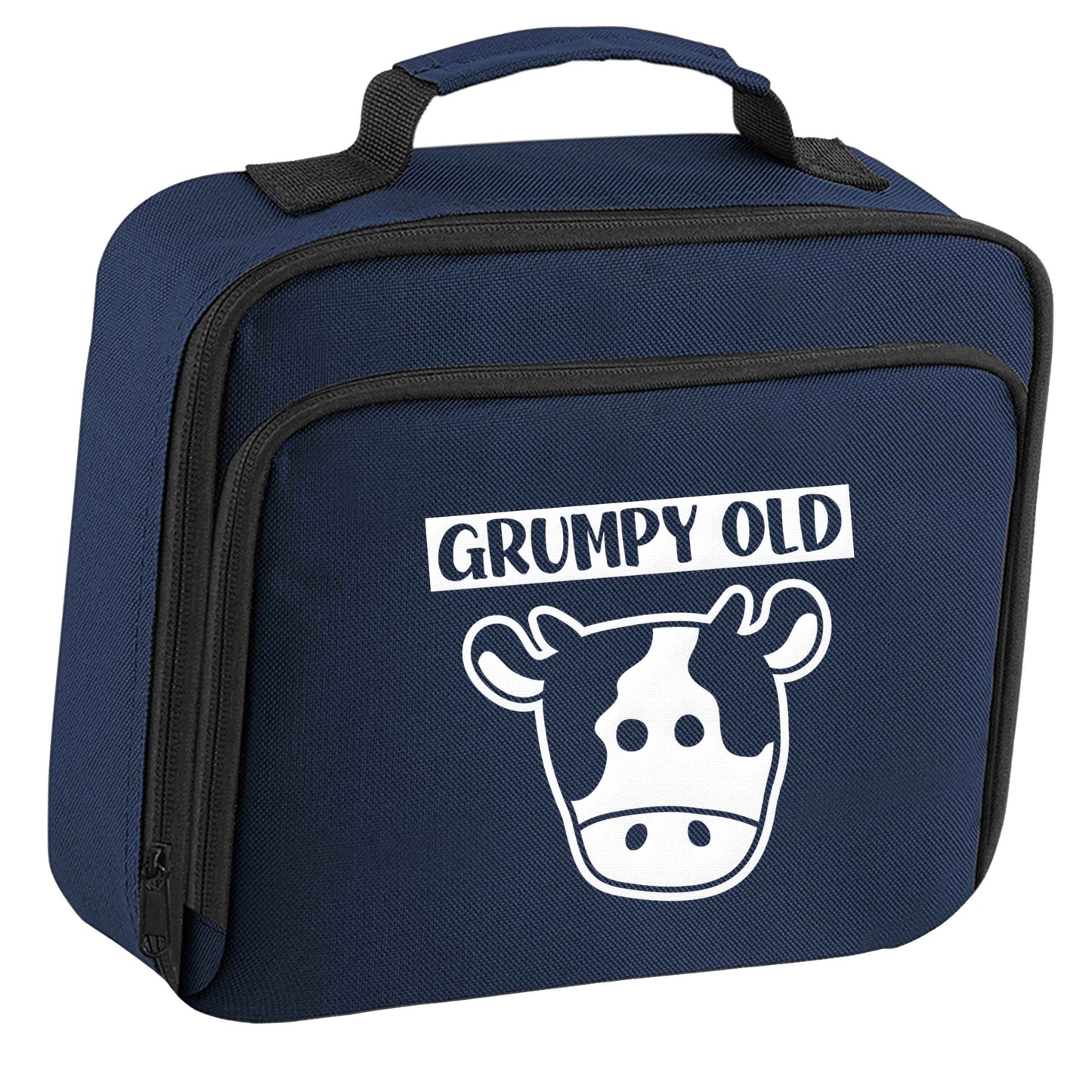Grumpy old cow insulated navy lunch bag cooler