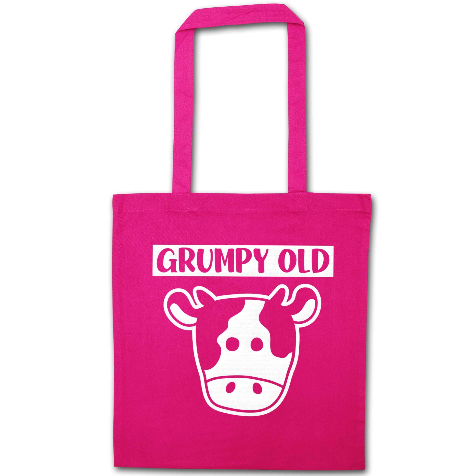 Grumpy old cow pink tote bag