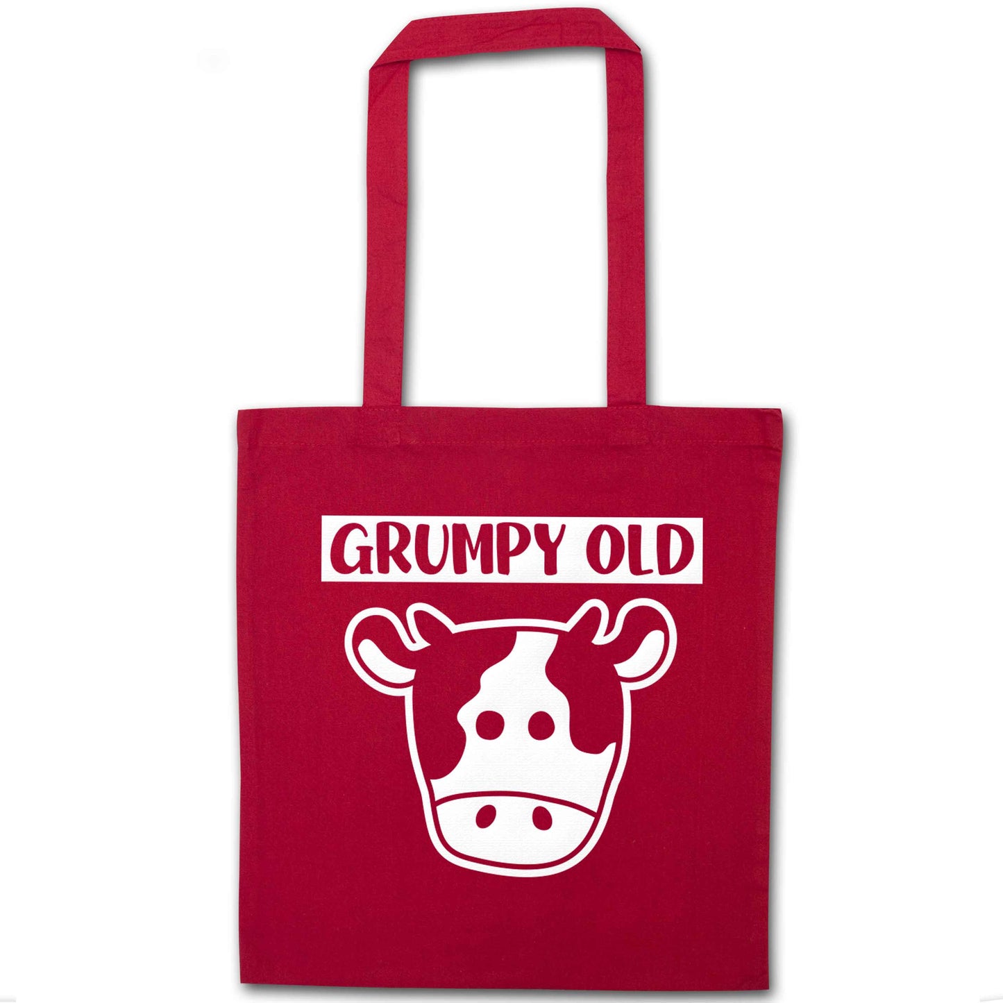 Grumpy old cow red tote bag