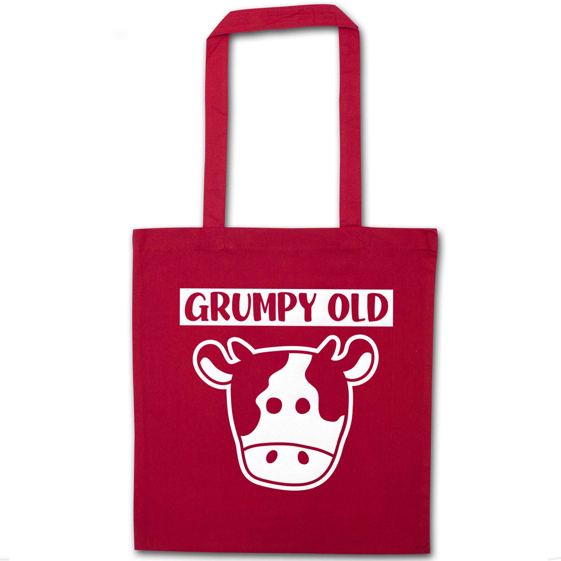 Grumpy old cow red tote bag