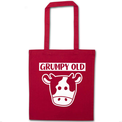 Grumpy old cow red tote bag