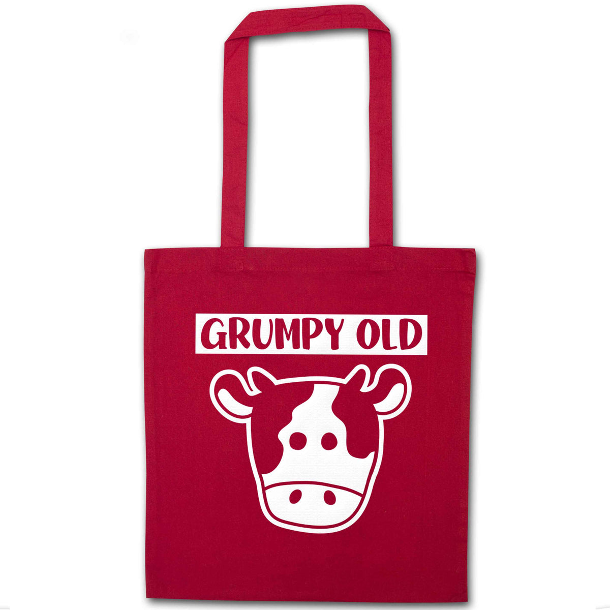 Grumpy old cow red tote bag